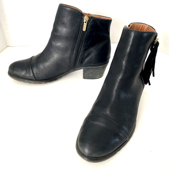PIKOLINOS Andorra Black Boot Leather Tassel Ankle Bootie Round Toe Zip 40 9 9.5 - Picture 7 of 9